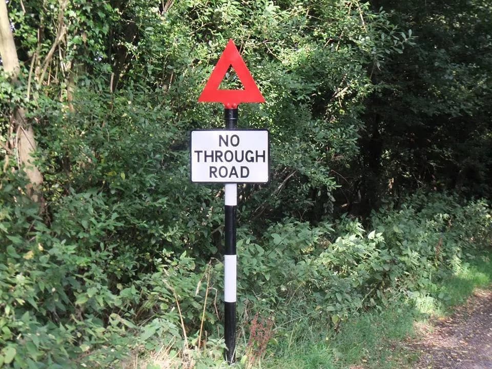 1930s Cast Metal No Through Road Sign